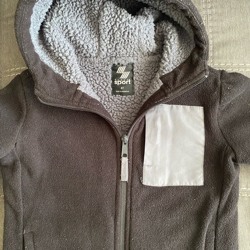 Sport Kids Fleece Jacket- Black with Gray accents